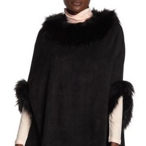 🖤NEW🖤 Dolce Cabo Faux Suede / Fur Trim Poncho